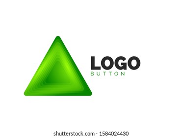 Triangle icon geometric logo template. Minimal geometrical design, 3d geometric bold symbol in relief style with color blend steps effect. Vector Illustration For Button, Banner, Background, landing