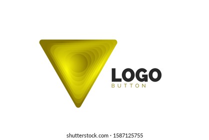 Triangle icon geometric logo template. Minimal geometrical design, 3d geometric bold symbol in relief style with color blend steps effect. Vector Illustration For Button, Banner, Background, landing