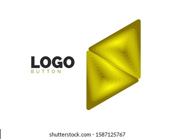 Triangle icon geometric logo template. Minimal geometrical design, 3d geometric bold symbol in relief style with color blend steps effect. Vector Illustration For Button, Banner, Background, landing
