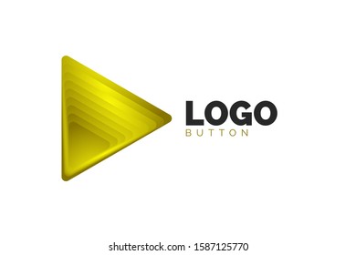 Triangle icon geometric logo template. Minimal geometrical design, 3d geometric bold symbol in relief style with color blend steps effect. Vector Illustration For Button, Banner, Background, landing