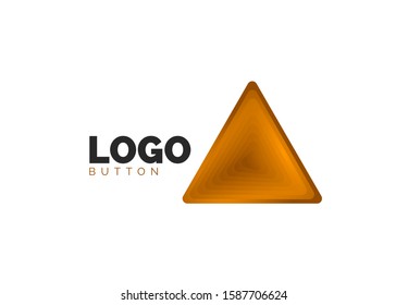 Triangle icon geometric logo template. Minimal geometrical design, 3d geometric bold symbol in relief style with color blend steps effect. Vector Illustration For Button, Banner, Background, landing