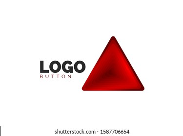 Triangle icon geometric logo template. Minimal geometrical design, 3d geometric bold symbol in relief style with color blend steps effect. Vector Illustration For Button, Banner, Background, landing