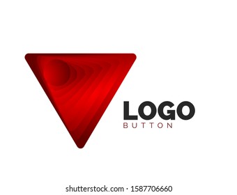 Triangle icon geometric logo template. Minimal geometrical design, 3d geometric bold symbol in relief style with color blend steps effect. Vector Illustration For Button, Banner, Background, landing