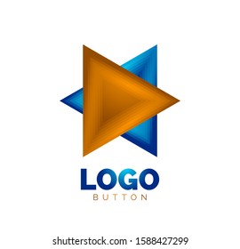 Triangle icon geometric logo template. Minimal geometrical design, 3d geometric bold symbol in relief style with color blend steps effect. Vector Illustration For Button, Banner, Background, landing
