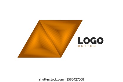 Triangle icon geometric logo template. Minimal geometrical design, 3d geometric bold symbol in relief style with color blend steps effect. Vector Illustration For Button, Banner, Background, landing