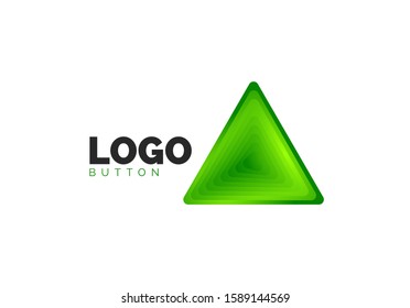 Triangle icon geometric logo template. Minimal geometrical design, 3d geometric bold symbol in relief style with color blend steps effect. Vector Illustration For Button, Banner, Background, landing