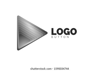 Plantilla de logotipo geométrico del icono del triángulo. Diseño geométrico mínimo, símbolo de negrita geométrica 3d en estilo de relieve con efecto de combinación de colores. Ilustración vectorial para botón, cartel, fondo, aterrizaje