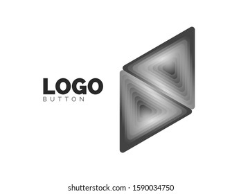 Triangle icon geometric logo template. Minimal geometrical design, 3d geometric bold symbol in relief style with color blend steps effect. Vector Illustration For Button, Banner, Background, landing