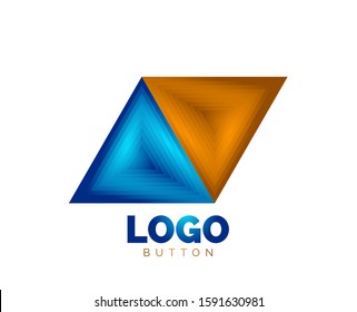 Triangle icon geometric logo template. Minimal geometrical design, 3d geometric bold symbol in relief style with color blend steps effect. Vector Illustration For Button, Banner, Background, landing