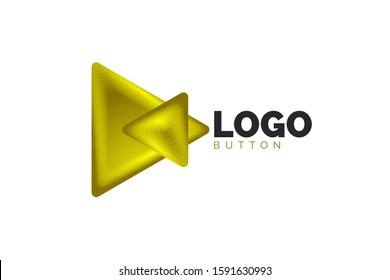 Triangle icon geometric logo template. Minimal geometrical design, 3d geometric bold symbol in relief style with color blend steps effect. Vector Illustration For Button, Banner, Background, landing