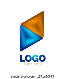 Triangle icon geometric logo template. Minimal geometrical design, 3d geometric bold symbol in relief style with color blend steps effect. Vector Illustration For Button, Banner, Background, landing