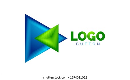 Triangle icon geometric logo template. Minimal geometrical design, 3d geometric bold symbol in relief style with color blend steps effect. Vector Illustration For Button, Banner, Background, landing