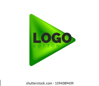 Triangle icon geometric logo template. Minimal geometrical design, 3d geometric bold symbol in relief style with color blend steps effect. Vector Illustration For Button, Banner, Background, landing
