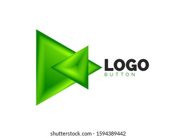 Plantilla de logotipo geométrico del icono del triángulo. Diseño geométrico mínimo, símbolo de negrita geométrica 3d en estilo de relieve con efecto de combinación de colores. Ilustración vectorial para botón, cartel, fondo, aterrizaje