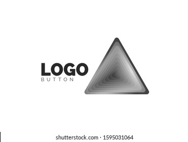 Triangle icon geometric logo template. Minimal geometrical design, 3d geometric bold symbol in relief style with color blend steps effect. Vector Illustration For Button, Banner, Background, landing