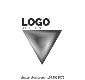 Triangle icon geometric logo template. Minimal geometrical design, 3d geometric bold symbol in relief style with color blend steps effect. Vector Illustration For Button, Banner, Background, landing