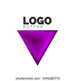 Triangle icon geometric logo template. Minimal geometrical design, 3d geometric bold symbol in relief style with color blend steps effect. Vector Illustration For Button, Banner, Background, landing
