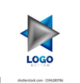 Triangle icon geometric logo template. Minimal geometrical design, 3d geometric bold symbol in relief style with color blend steps effect. Vector Illustration For Button, Banner, Background, landing