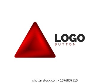 Plantilla de logotipo geométrico del icono del triángulo. Diseño geométrico mínimo, símbolo de negrita geométrica 3d en estilo de relieve con efecto de combinación de colores. Ilustración vectorial para botón, cartel, fondo, aterrizaje