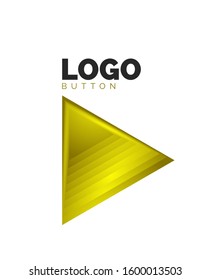 Plantilla de logotipo geométrico del icono del triángulo. Diseño geométrico mínimo, símbolo de negrita geométrica 3d en estilo de relieve con efecto de combinación de colores. Ilustración vectorial para botón, cartel, fondo, aterrizaje