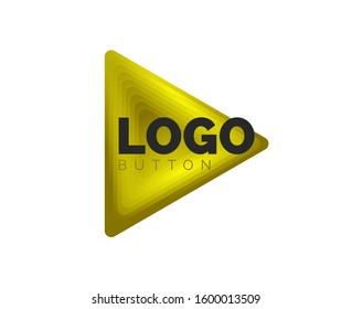 Triangle icon geometric logo template. Minimal geometrical design, 3d geometric bold symbol in relief style with color blend steps effect. Vector Illustration For Button, Banner, Background, landing