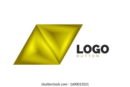 Triangle icon geometric logo template. Minimal geometrical design, 3d geometric bold symbol in relief style with color blend steps effect. Vector Illustration For Button, Banner, Background, landing