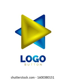 Triangle icon geometric logo template. Minimal geometrical design, 3d geometric bold symbol in relief style with color blend steps effect. Vector Illustration For Button, Banner, Background, landing