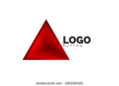 Triangle icon geometric logo template. Minimal geometrical design, 3d geometric bold symbol in relief style with color blend steps effect. Vector Illustration For Button, Banner, Background, landing