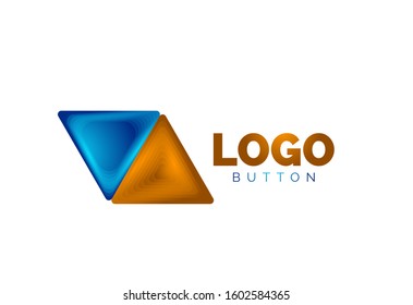 Triangle icon geometric logo template. Minimal geometrical design, 3d geometric bold symbol in relief style with color blend steps effect. Vector Illustration For Button, Banner, Background, landing