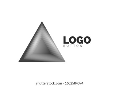 Plantilla de logotipo geométrico del icono del triángulo. Diseño geométrico mínimo, símbolo de negrita geométrica 3d en estilo de relieve con efecto de combinación de colores. Ilustración vectorial para botón, cartel, fondo, aterrizaje