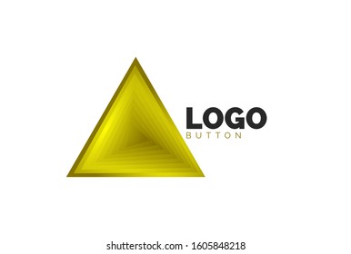 Triangle Symbol geometrische Logo-Vorlage. Minimales geometrisches Design, 3D-Symbol im Reliefstil mit Farbmischung Effekt. Vektorgrafik für Button, Banner, Hintergrund, Landung
