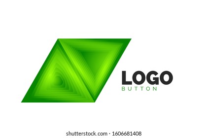 Plantilla de logotipo geométrico del icono del triángulo. Diseño geométrico mínimo, símbolo de negrita geométrica 3d en estilo de relieve con efecto de combinación de colores. Ilustración vectorial para botón, cartel, fondo, aterrizaje