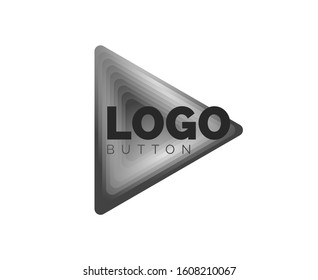 Plantilla de logotipo geométrico del icono del triángulo. Diseño geométrico mínimo, símbolo de negrita geométrica 3d en estilo de relieve con efecto de combinación de colores. Ilustración vectorial para botón, cartel, fondo, aterrizaje