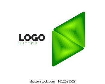 Plantilla de logotipo geométrico del icono del triángulo. Diseño geométrico mínimo, símbolo de negrita geométrica 3d en estilo de relieve con efecto de combinación de colores. Ilustración vectorial para botón, cartel, fondo, aterrizaje