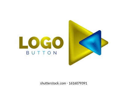 Triangle icon geometric logo template. Minimal geometrical design, 3d geometric bold symbol in relief style with color blend steps effect. Vector Illustration For Button, Banner, Background, landing