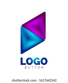 Triangle Symbol geometrische Logo-Vorlage. Minimales geometrisches Design, 3D-Symbol im Reliefstil mit Farbmischung Effekt. Vektorgrafik für Button, Banner, Hintergrund, Landung