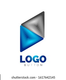Triangle icon geometric logo template. Minimal geometrical design, 3d geometric bold symbol in relief style with color blend steps effect. Vector Illustration For Button, Banner, Background, landing