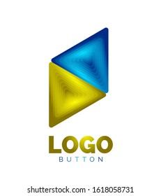 Triangle icon geometric logo template. Minimal geometrical design, 3d geometric bold symbol in relief style with color blend steps effect. Vector Illustration For Button, Banner, Background, landing
