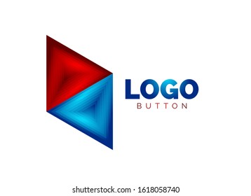 Plantilla de logotipo geométrico del icono del triángulo. Diseño geométrico mínimo, símbolo de negrita geométrica 3d en estilo de relieve con efecto de combinación de colores. Ilustración vectorial para botón, cartel, fondo, aterrizaje