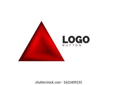 Triangle icon geometric logo template. Minimal geometrical design, 3d geometric bold symbol in relief style with color blend steps effect. Vector Illustration For Button, Banner, Background, landing
