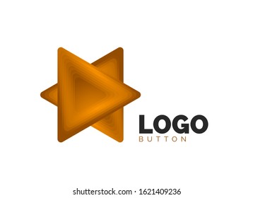 Triangle icon geometric logo template. Minimal geometrical design, 3d geometric bold symbol in relief style with color blend steps effect. Vector Illustration For Button, Banner, Background, landing