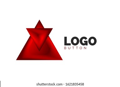 Triangle Symbol geometrische Logo-Vorlage. Minimales geometrisches Design, 3D-Symbol im Reliefstil mit Farbmischung Effekt. Vektorgrafik für Button, Banner, Hintergrund, Landung