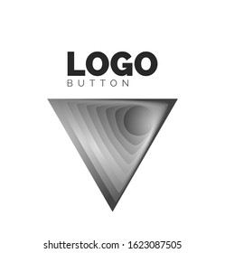 Plantilla de logotipo geométrico del icono del triángulo. Diseño geométrico mínimo, símbolo de negrita geométrica 3d en estilo de relieve con efecto de combinación de colores. Ilustración vectorial para botón, cartel, fondo, aterrizaje