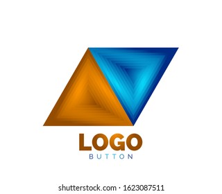 Triangle icon geometric logo template. Minimal geometrical design, 3d geometric bold symbol in relief style with color blend steps effect. Vector Illustration For Button, Banner, Background, landing