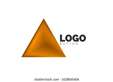 Triangle icon geometric logo template. Minimal geometrical design, 3d geometric bold symbol in relief style with color blend steps effect. Vector Illustration For Button, Banner, Background, landing