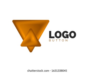 Triangle icon geometric logo template. Minimal geometrical design, 3d geometric bold symbol in relief style with color blend steps effect. Vector Illustration For Button, Banner, Background, landing