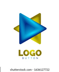 Triangle icon geometric logo template. Minimal geometrical design, 3d geometric bold symbol in relief style with color blend steps effect. Vector Illustration For Button, Banner, Background, landing