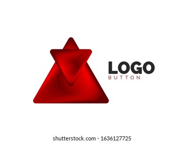 Triangle icon geometric logo template. Minimal geometrical design, 3d geometric bold symbol in relief style with color blend steps effect. Vector Illustration For Button, Banner, Background, landing