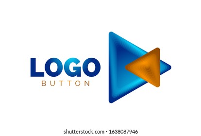 Triangle icon geometric logo template. Minimal geometrical design, 3d geometric bold symbol in relief style with color blend steps effect. Vector Illustration For Button, Banner, Background, landing