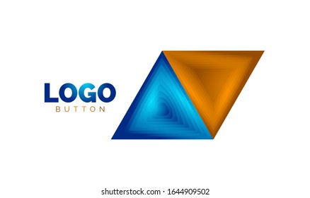Triangle icon geometric logo template. Minimal geometrical design, 3d geometric bold symbol in relief style with color blend steps effect. Vector Illustration For Button, Banner, Background, landing